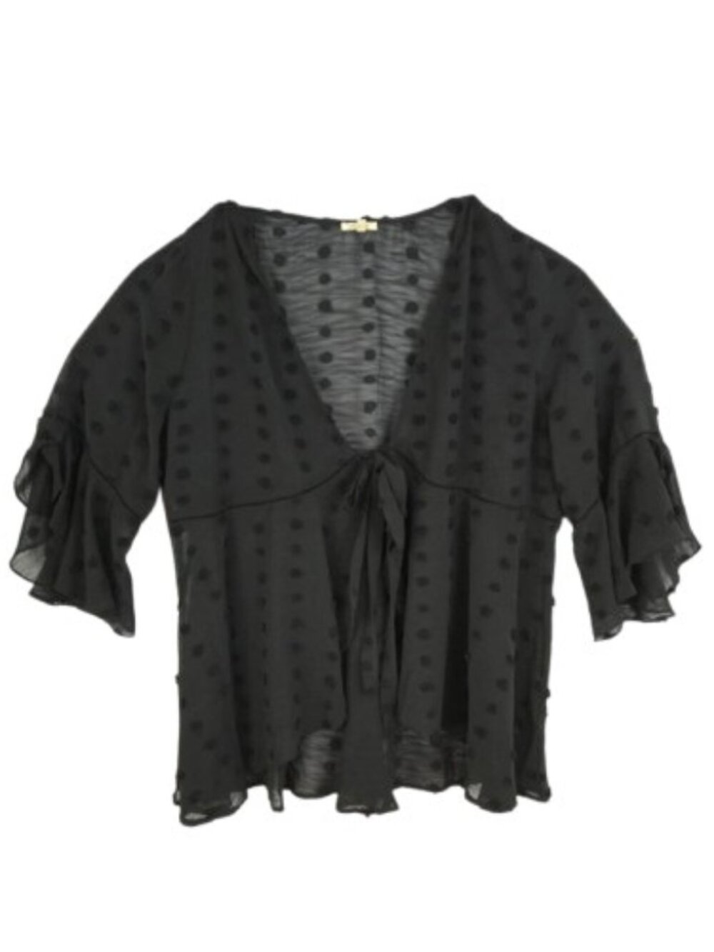Jodifl Sheer Black Swiss Dot Boho Shrug Cardigan 1X